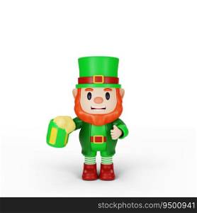 3d rendering of character st. patrick’s day concept