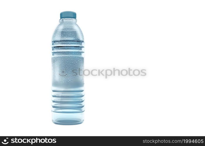 3d rendering of clear water with pet water bottle isolated on white background. The bottle can be clipped and replaced with your bottle.