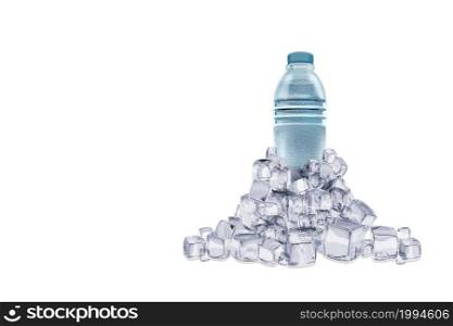 3d rendering of clear water with pet water bottle isolated on white background. The bottle can be clipped and replaced with your bottle.