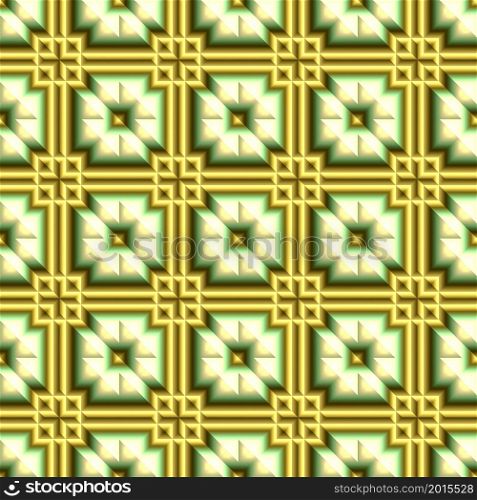 3D rendering of creative colorful engraved ornamental seamless background pattern tile. 3D rendering of ornamental seamless pattern background tile