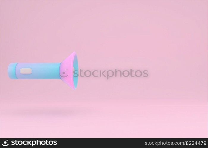3d rendering of flashlight with mock up beam as space for text for commercial template background design. 3d render illustration cartoon style. 3d rendering of flashlight with mock up beam as space for text for commercial template background design. 3d render illustration cartoon style.