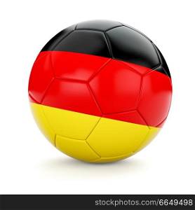 3d rendering of Germany soccer football ball with German flag isolated on white background. Soccer football ball with Germany flag