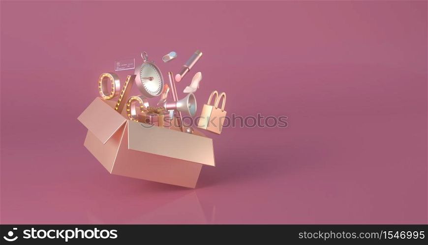 3d rendering of golden box.