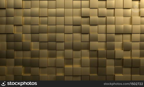 3d rendering of golden metal cubes or tiles on wall. Perfect illustration for placing your text or object. Backdrop with copyspace in luxurious style. Luxury background. 3d render of golden metal cubes or tiles on wall. Perfect illustration for placing your text or object. Backdrop with copyspace in minimalistic style. Minimalist background