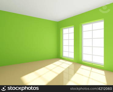 3d rendering of green empty room