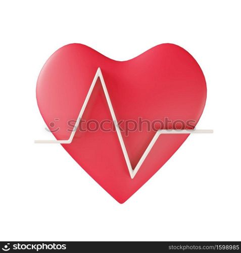 3d rendering of Heartbeat, 3d icons, pastel minimal cartoon style  isolated