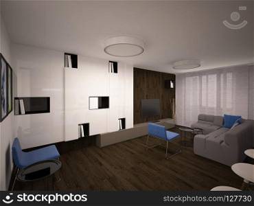 3d rendering of interior design living room