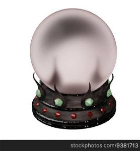 3D rendering of isometric Fortune teller magic crystal ball. Divination and foresight of future, magic tools of sorcerers. Realistic illustration isolated on white background