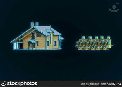 3d rendering of miniature house on stack coins using as property real estate and financial concept