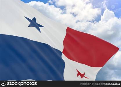 3D rendering of Panama flag waving on blue sky background, Martyrs' Day is a Panamanian Day of National Mourning which commemorates the January 9, 1964 riots over sovereignty of the Panama Canal Zone.