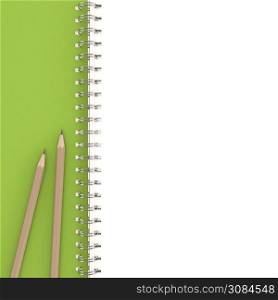 3d Rendering of pencils on notebook
