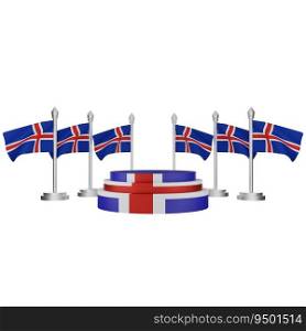 3d rendering of podium with iceland national day concept