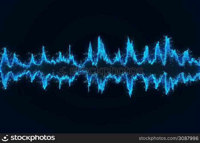 3d rendering of Sound Wave . Abstract night sky background
