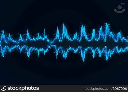 3d rendering of Sound Wave . Abstract night sky background