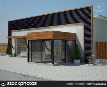 3d rendering of storefront design
