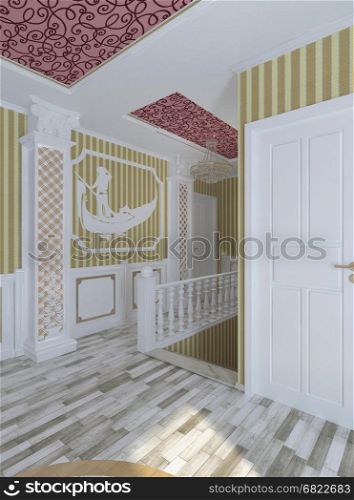 3d rendering of the lobby floor of the house