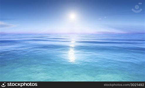 3d rendering of the sun over the sea