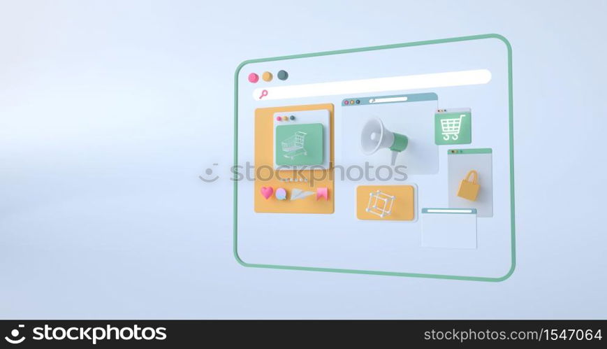 3d rendering of web icons.