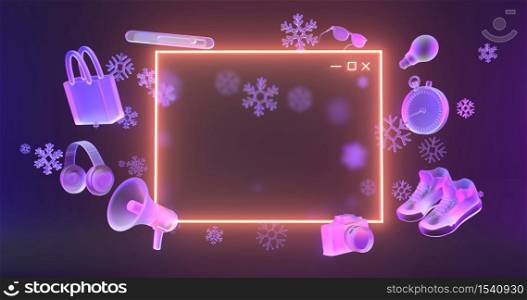 3d rendering of website icon and snowflake.