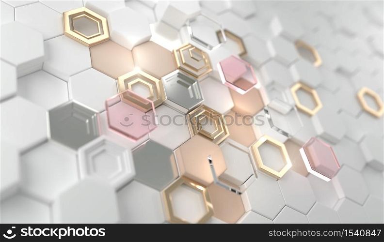 3d rendering of white hexagonal.