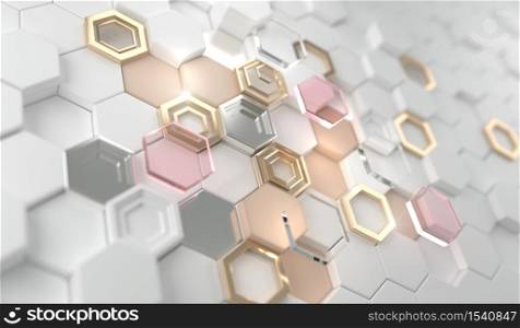 3d rendering of white hexagonal.