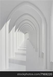 3d rendering of white walkway ,background with white floor and sun light copy space novel,nobody,fantasy,sunshine through the window