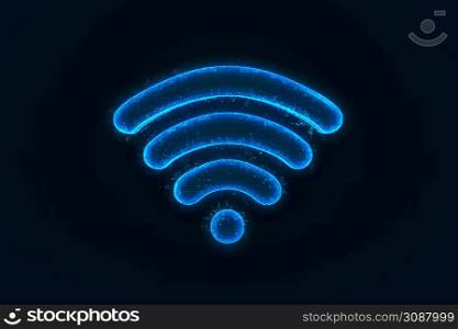 3d rendering of Wifi wireless internet signal . Abstract night sky background