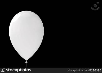 3d rendering. one soft white big balloon with clipping path isolated on copy space black background.