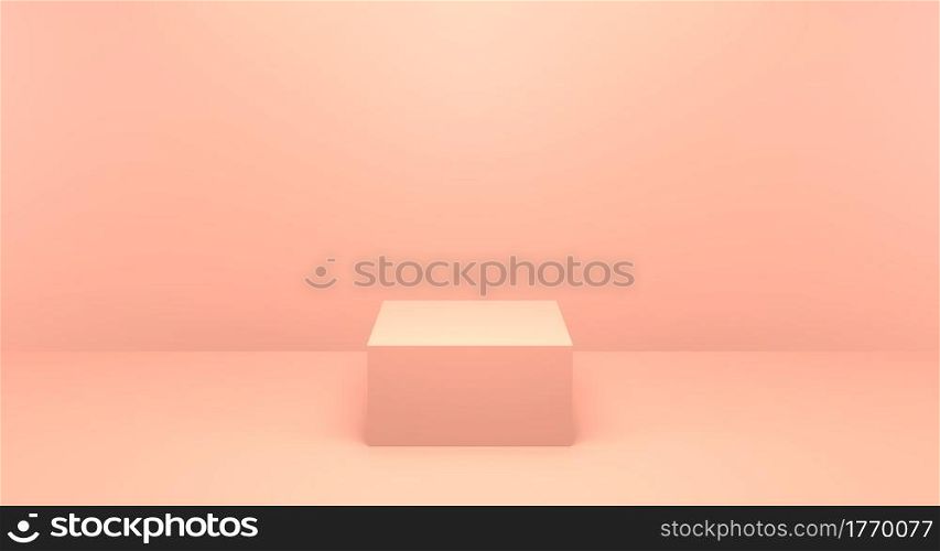 3D rendering Orange platform storefront product showcase. 3d brown rendering with podium and minimal modern orange wall scene. minimal abstract Stage for awards on website in scene geometric. vector