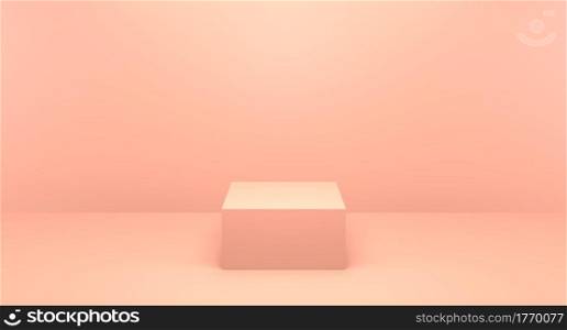 3D rendering Orange platform storefront product showcase. 3d brown rendering with podium and minimal modern orange wall scene. minimal abstract Stage for awards on website in scene geometric. vector