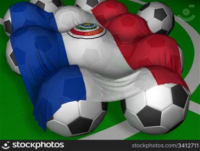 3D-rendering Paraguay flag and soccer-balls - competitor of World Championship