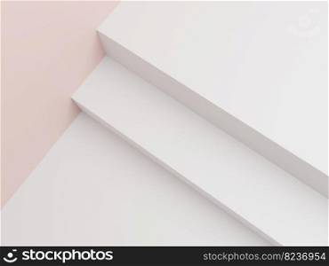 3D Rendering Pastel Color Studio Shot Product Display Background with Geometric Blocks or Staircase for Beauty, Cosmetics or Skin Care Product Display.  