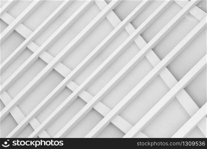 3d rendering. perspective view of modern light gray rectangle shape pattern wood wall design background.