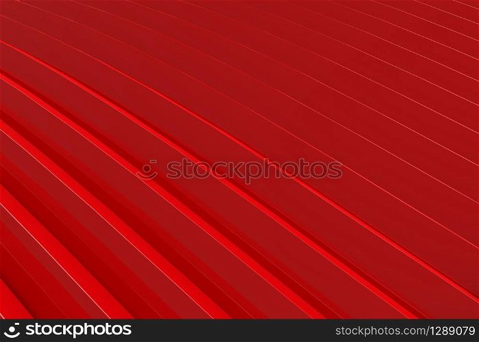 3d rendering. perspective view of modern red curve panel background.