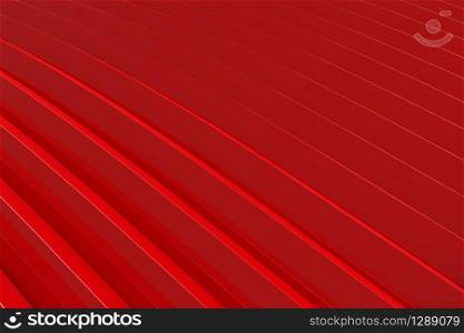 3d rendering. perspective view of modern red curve panel background.