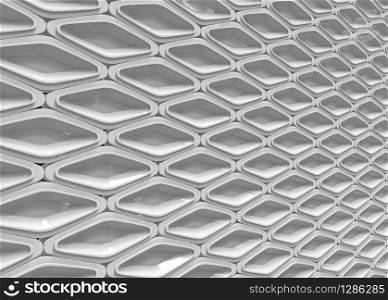 3d rendering. perspective view of modern rounded grid shape pattern wall background.