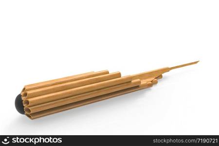 3d rendering. perspective view of Traditional Thai blow musical flute, bamboo pan pipe khean with clipping path on white background.