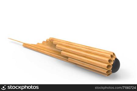 3d rendering. perspective view of Traditional Thai blow musical flute, bamboo pan pipe khean with clipping path on white background.