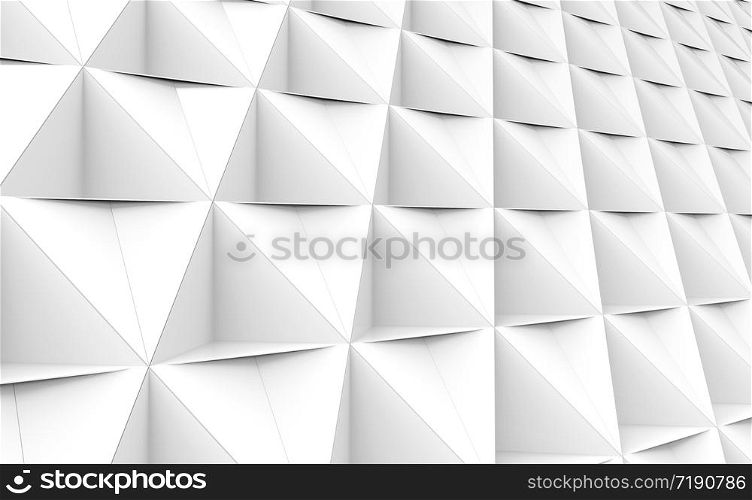 3d rendering. perspective view of tri polygon pattern stack wall background.