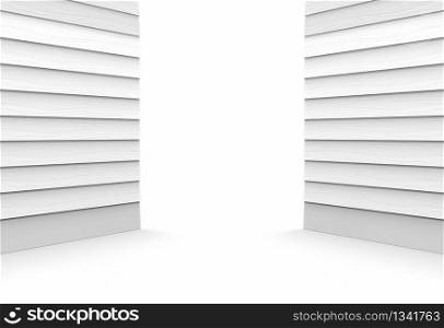 3d rendering. perspective view of two gray wood panels edge wall and floor background.