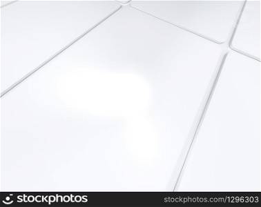 3d rendering, perspective view of white flat rectangular plate on the floor.