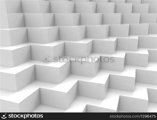 3d rendering. perspective view of zig zag staircase art background.