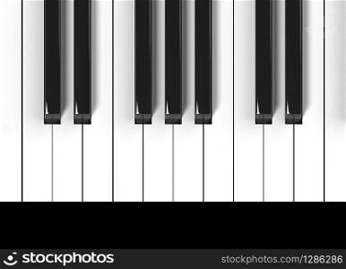 3d rendering. Piano Black and white keyboard background.