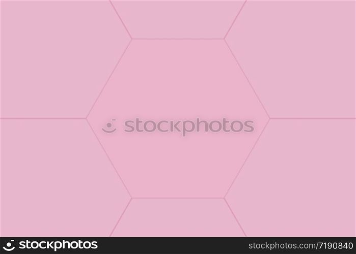 3d rendering. Pink hexagonal shape paper art design wall background.