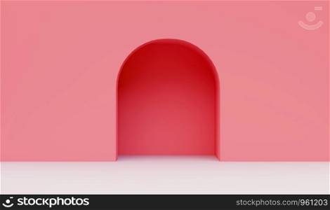 3d rendering Pink minimal wall style,background