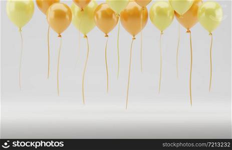 3d rendering realistic Balloons Floating levitation Through the Air stock illustration.