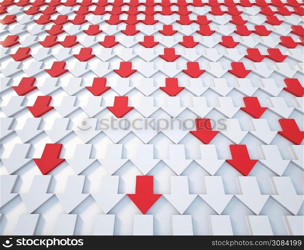 3d rendering red and white arrow background