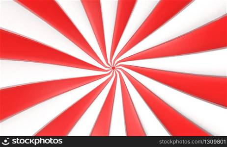 3d rendering. Red and white plate swirl twist art design background.