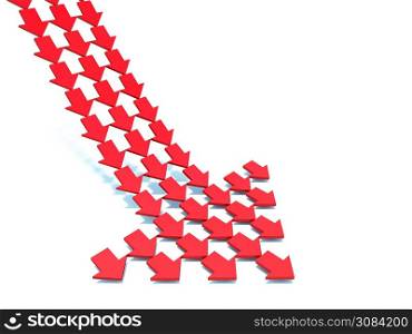 3d rendering red arrow on white background