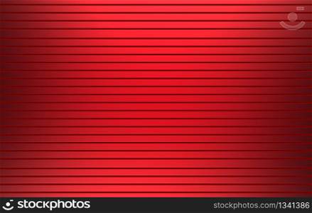 3d rendering. Red color Horizontal metal panel parallel shutter door wall background.